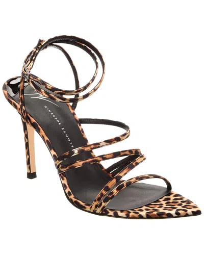 Giuseppe Zanotti Leopard-print Satin Sandals In Brown