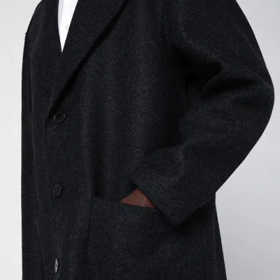 Shop Harris Wharf London Anthracite Grey Single Breasted Wool Coat