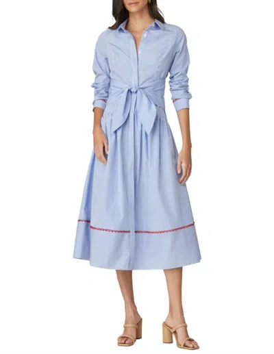Shoshanna Kaitlyn Floral-print Midi Shirtdress In Blue