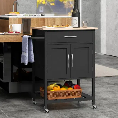 Hivvago Rolling Kitchen Island Cart With Drawer And Towel Rack-black