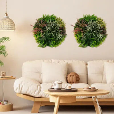 Hivvago 2 Pack Square Framed Artificial Foliage Wall Art