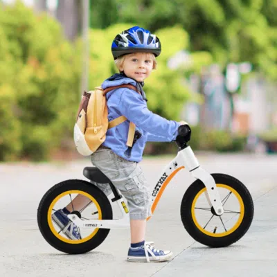 Hivvago 12-inch Balance Bike With Adjustable Seat And Rotatable Handlebar For Over 36 Months Old-white