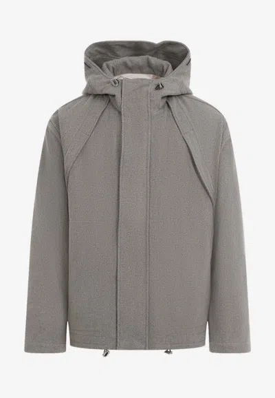 Ranra Wool Jacket With Design And Functional Hood In Gray
