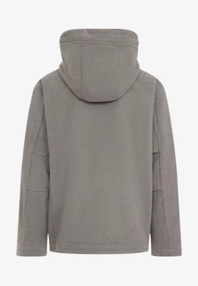 Ranra Wool Jacket With Design And Functional Hood In Gray