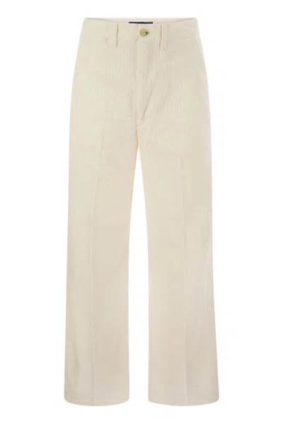 Polo Ralph Lauren Wide-leg Cotton Trousers With Concealed Fly In Purple