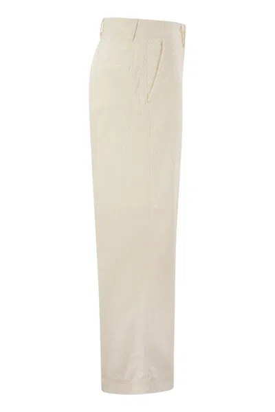 Polo Ralph Lauren Wide-leg Cotton Trousers With Concealed Fly In Purple