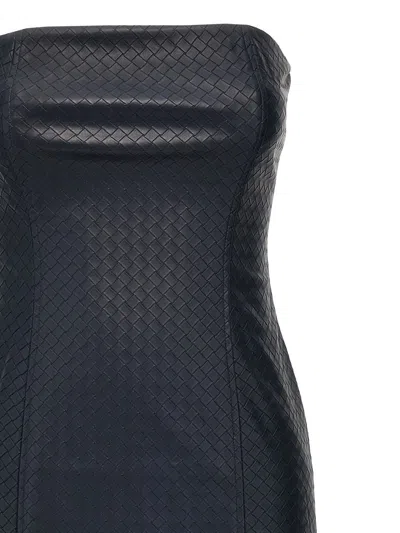 Rotate Birger Christensen 'textured Strapless Midi Dress With Back Slit' In Blue