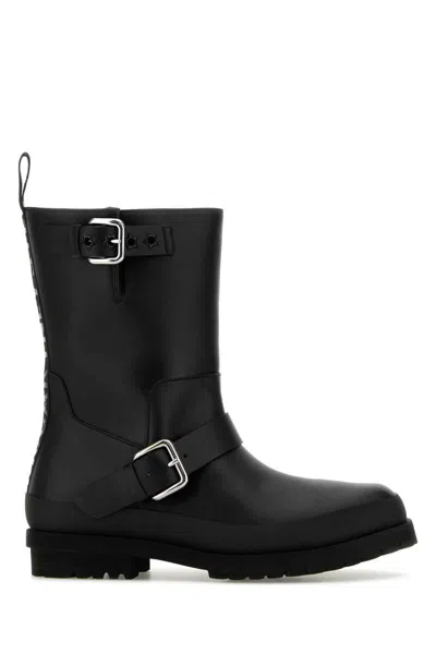 Stella Mccartney Black Trace Buckle-strap Biker Boots In Black