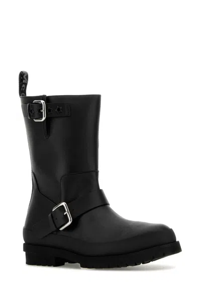 Stella Mccartney Black Trace Buckle-strap Biker Boots In Black