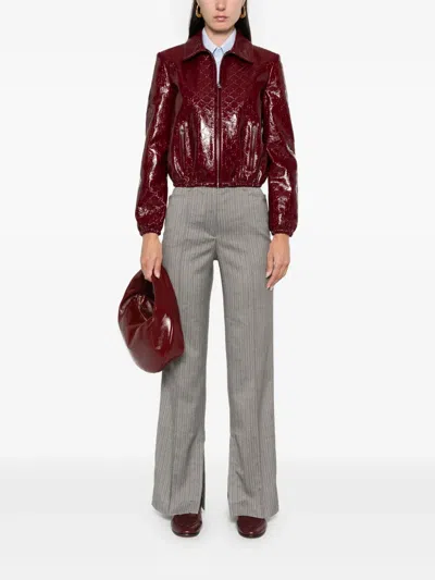Remain Birger Christensen Herringbone-pattern Striped Trousers In Grey