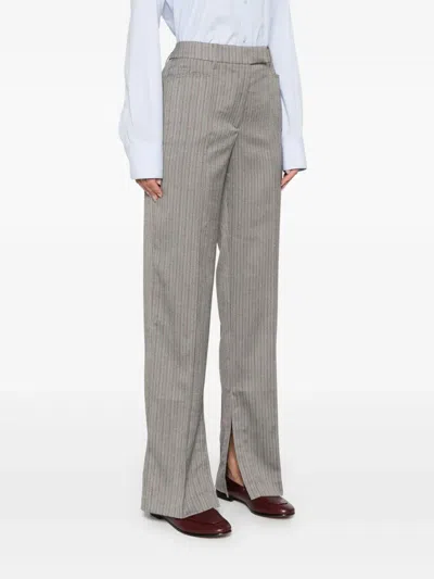 Remain Birger Christensen Herringbone-pattern Striped Trousers In Grey