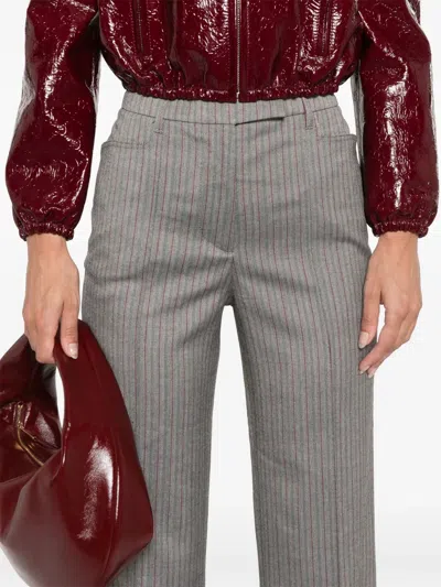 Remain Birger Christensen Herringbone-pattern Striped Trousers In Grey