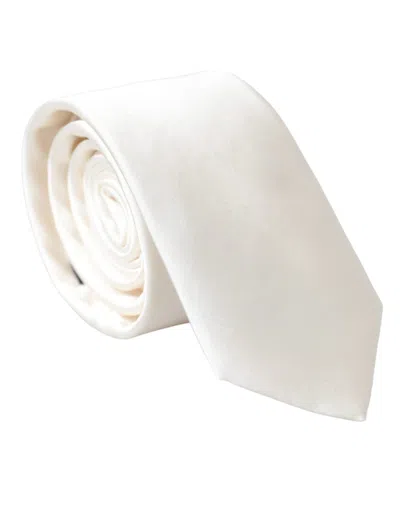 Dolce & Gabbana White Silk Blend Adjustable Tie Men In White