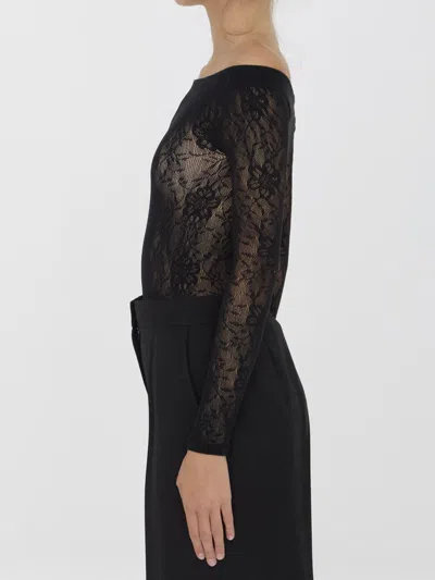 Saint Laurent Bodysuit In Tricot-knit Fabric In Black