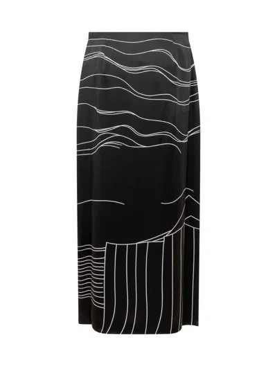 Ferragamo Printed Longline Skirt In Black