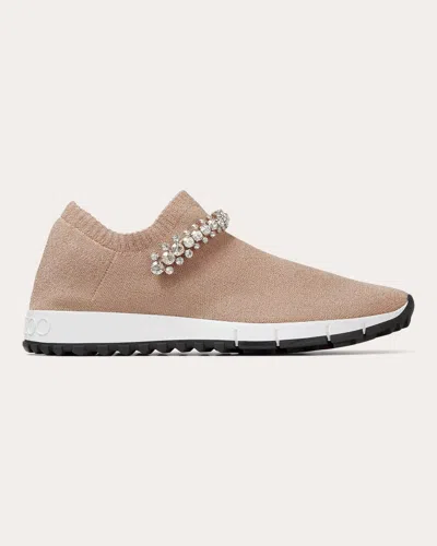 Jimmy Choo Verona Knit Sneakers With Crystal-embellishment In Ballet Pink/crystal