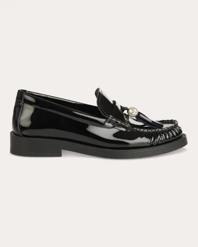 Jimmy Choo Women's Addie Patent Leather Imitation Pearl Tassel Loafers In Black