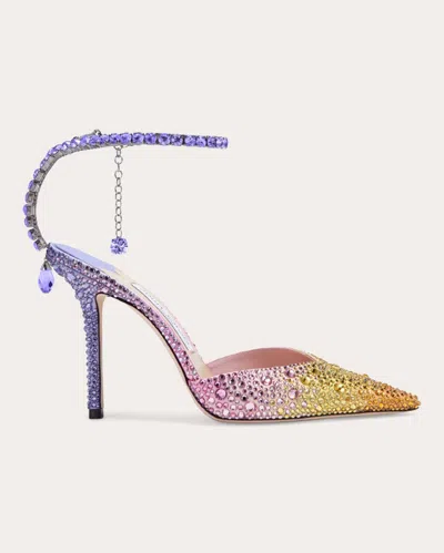 Jimmy Choo Saeda 100 Rhinestone-embellished Heels In Sunset Mix/crystal