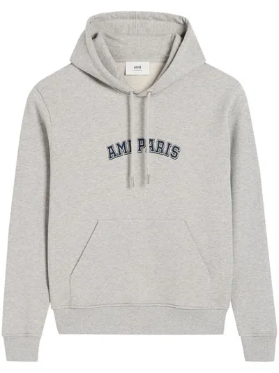 Ami Alexandre Mattiussi Ami Paris Cotton Hoodie In Heather Ash Grey