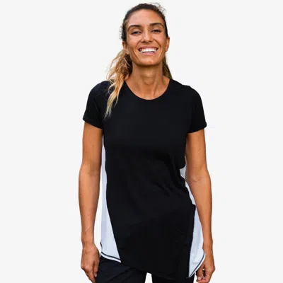 Calypsa Women's Plus Side Split Tie Up Tee In Black