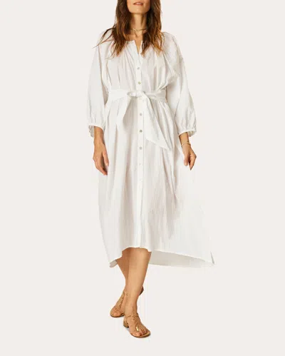 Natalie Martin Women's Alex Belted Cotton Midi Dress In White