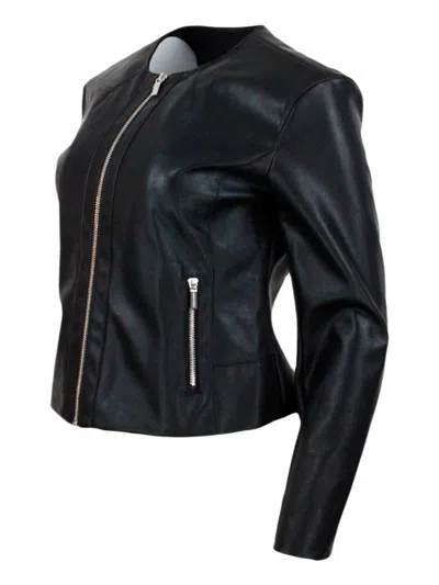 Armani Exchange Black Polyester Jackets & Coat In Black