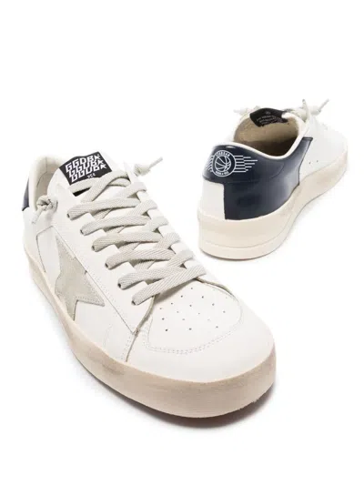 Golden Goose Stardan Sneakers With Ice-gray Suede Star And Glossy Black Leather Heel Tab In White