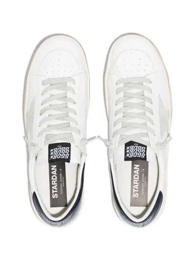 Golden Goose Stardan Sneakers With Ice-gray Suede Star And Glossy Black Leather Heel Tab In White