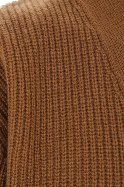 Lardini Virgin Wool-cashmere Cardigan In Brown