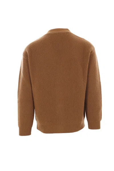 Lardini Virgin Wool-cashmere Cardigan In Brown