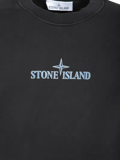 Stone Island Logo-print Cotton Sweatshirt In Black