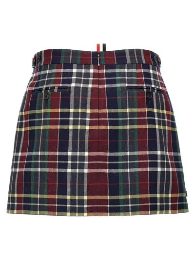 Thom Browne Checked Grosgrain-trimmed Wool-twill Mini Skirt In Red