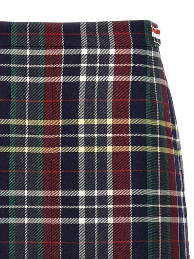 Thom Browne Checked Grosgrain-trimmed Wool-twill Mini Skirt In Red