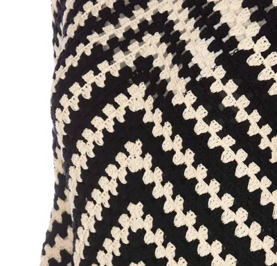 Zimmermann Midi Black And White Dress With Chevron Motif In Crochet Woman In Multicolor