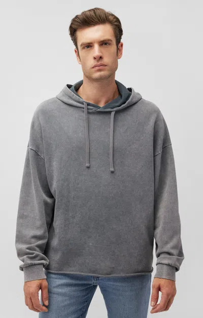 Mavi Raw Edge Hoodie In Monument In Grey