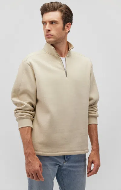 Mavi Quarter Zip Sweatshirt In Pelican In Beige