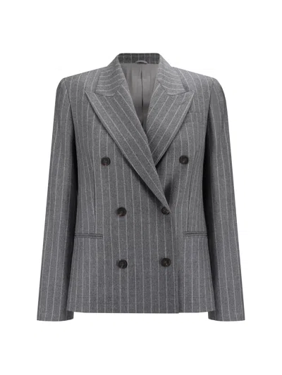 Brunello Cucinelli Blazer Jacket In Gray