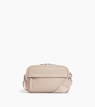 Shop Le Tanneur Noah Small Shoulder Bag In Buffalo Grain Leather And Smooth Leather In Beige