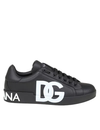 Shop Dolce & Gabbana Sneakers From The Portofino Line In Nappa Calfskin In Black /white