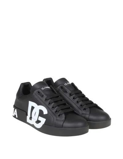 Shop Dolce & Gabbana Sneakers From The Portofino Line In Nappa Calfskin In Black /white