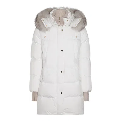 Moorer White Wool Down Jacket In White