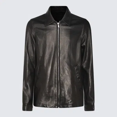 Shop Rick Owens Black Leather Jacket