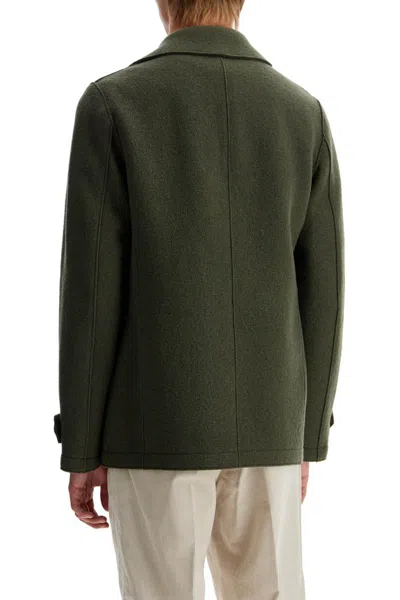 Shop Harris Wharf London Double-breasted Woolen Caban In Green