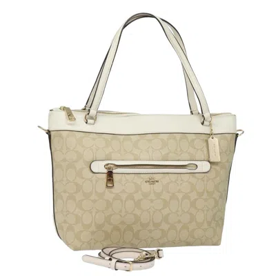 Pre-owned Coach Signature Beige Canvas Tote Bag ()
