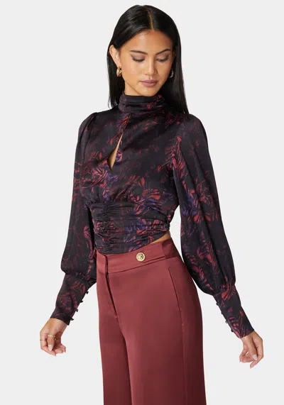 Bebe Chintz Yoryu Back Self Tie Long Sleeve Blouse In Zebra Print