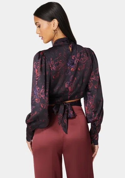 Bebe Chintz Yoryu Back Self Tie Long Sleeve Blouse In Zebra Print