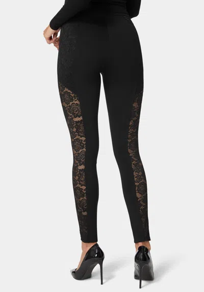 Bebe High Waist Lace Combo Insert Pdr Legging In Black