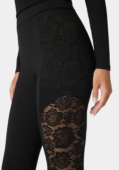 Bebe High Waist Lace Combo Insert Pdr Legging In Black