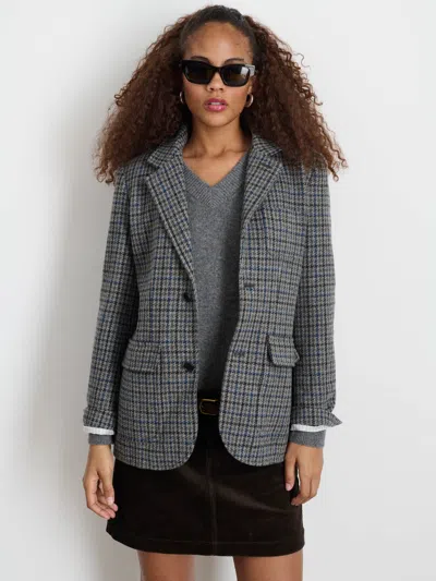 Alex Mill Amalie Blazer In Wool Tweed In Charcoal Multi