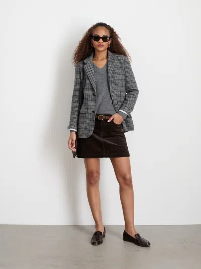 Alex Mill Amalie Blazer In Wool Tweed In Charcoal Multi